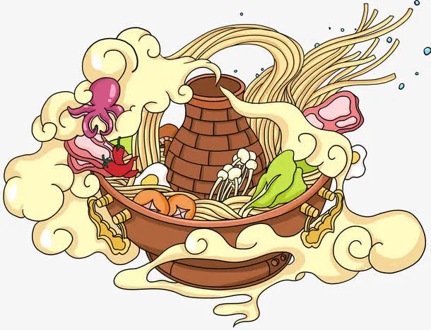 卡通手绘火锅美食素材免抠