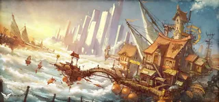 天空云彩上的房屋游戏截图免抠