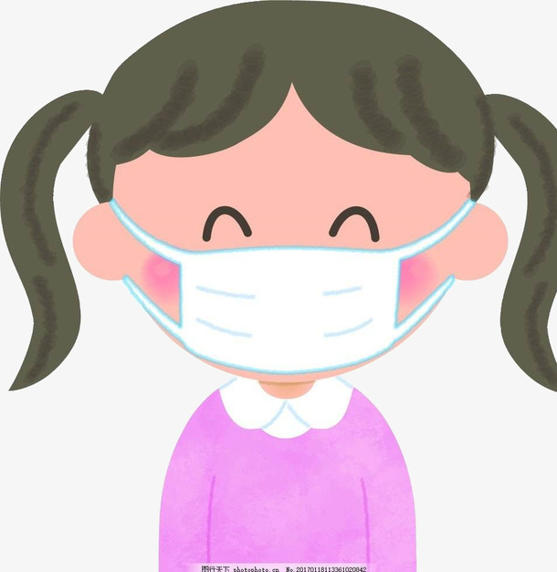 戴口罩的可爱小女孩免抠