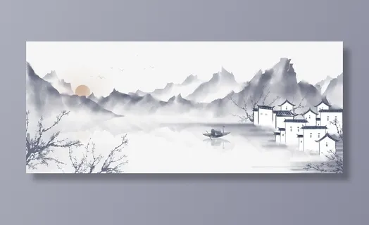 中国风手绘水墨风景山水徽派建筑50免抠装饰中国风元素 中国风手绘水墨风景山水徽派建筑50免抠装饰中国风元素