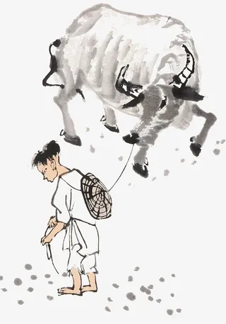 清明素材 放牛的牧童水墨免抠图免抠