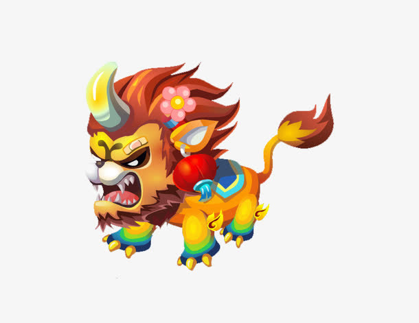 新年彩色卡通年兽免抠