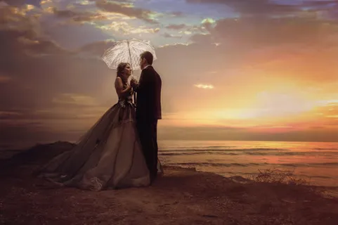 夕阳外景婚纱艺术免抠