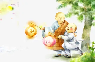 拿灯笼的和尚免抠