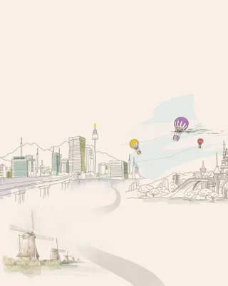 手绘风城市背景图高清