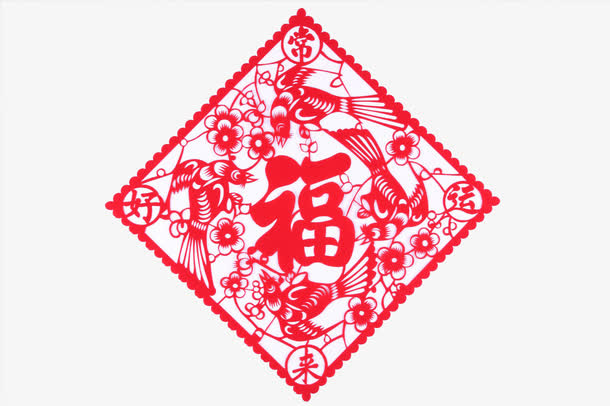 中国风红色福字门联免抠