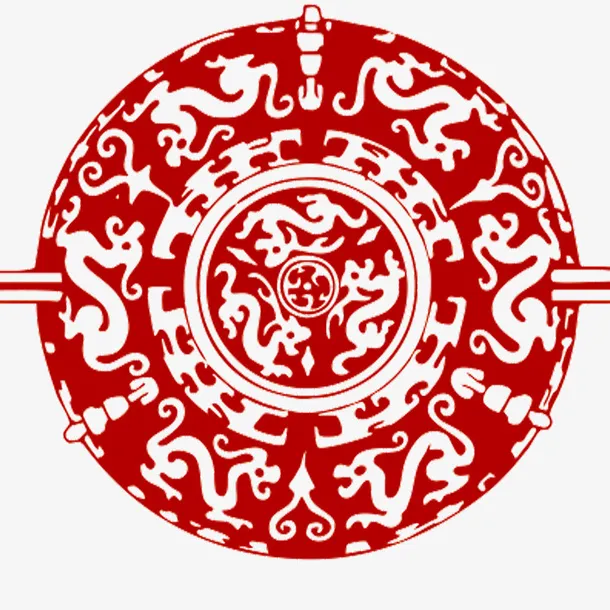 红色图腾花纹免抠