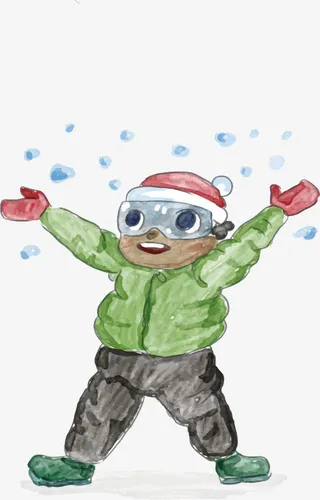 撒雪的小男孩免抠