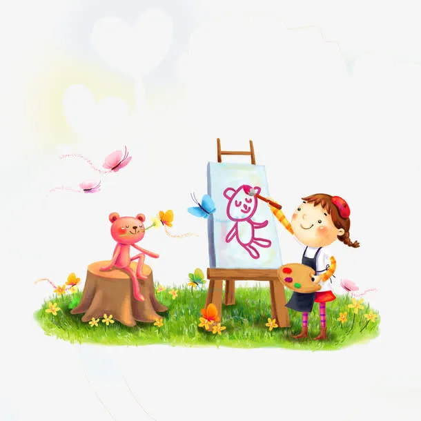 绘画的女孩免抠