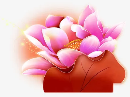 粉色荷花手绘医院免抠