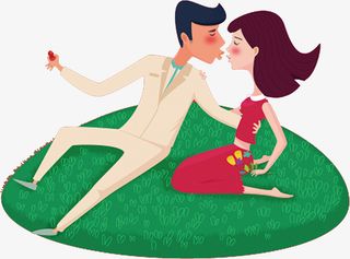 坐在草地上亲吻免抠