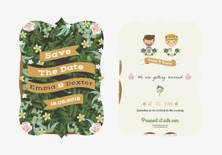 精美卡通婚礼请柬设计矢量素材免抠