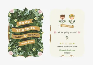 精美卡通婚礼请柬设计矢量素材免抠