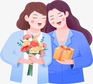 母亲节母女两个依靠免抠