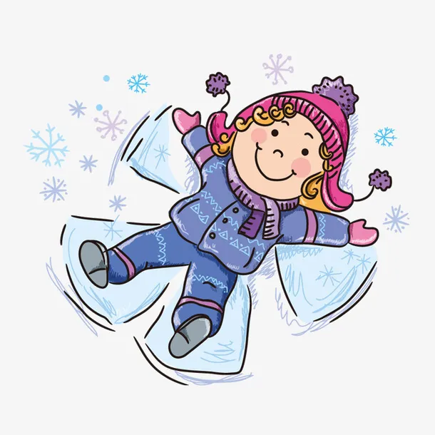 躺在雪地上的小女孩免抠