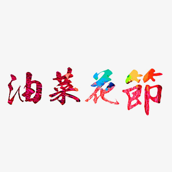 油菜花节艺术字免抠