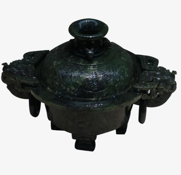 古代玉器精品-清玉兽耳环盒免抠