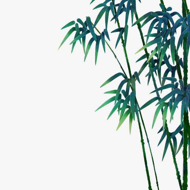 古风国画手绘绿竹免抠