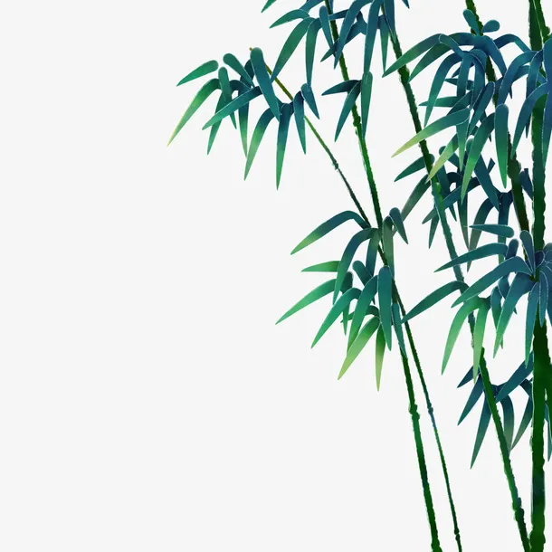 古风国画手绘绿竹免抠