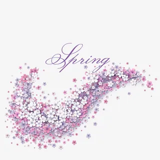 春天紫色花朵免抠