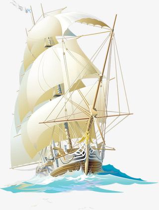 卡通帆船 扬帆起航免抠