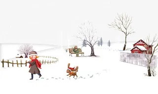 雪地里玩耍的女孩免抠