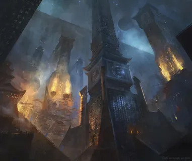 环境彩绘风格建筑黄色光效免抠