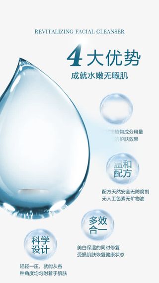 蓝色大水珠化妆品背景