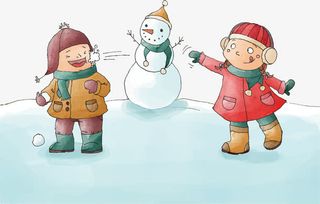 淘气打雪仗的孩子免抠