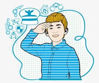 敬礼的男孩儿免抠