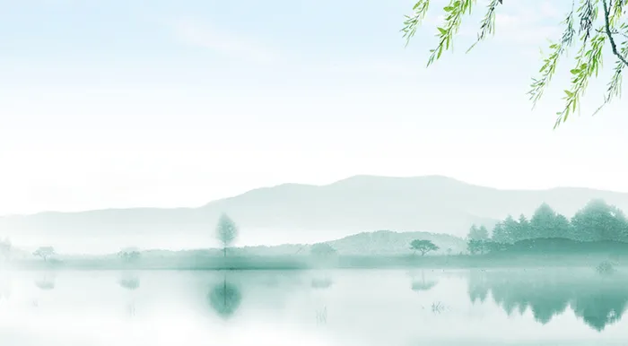 春季春天绿色清新简约中国风水墨画背景素材高清