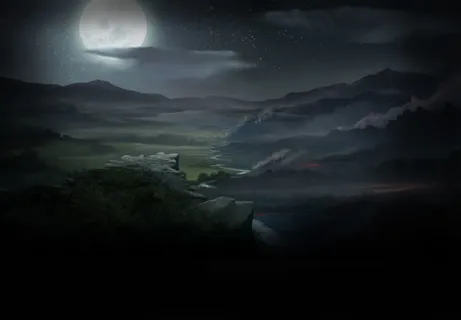 夜晚高原场景天空环境渲染月亮免抠