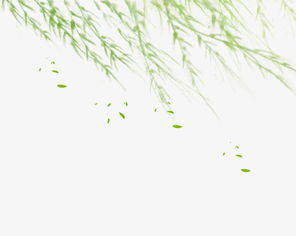 清新风吹柳叶免抠