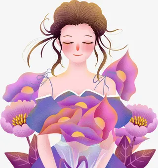 38手绘女神女王妇女节免抠节日妇女节元素