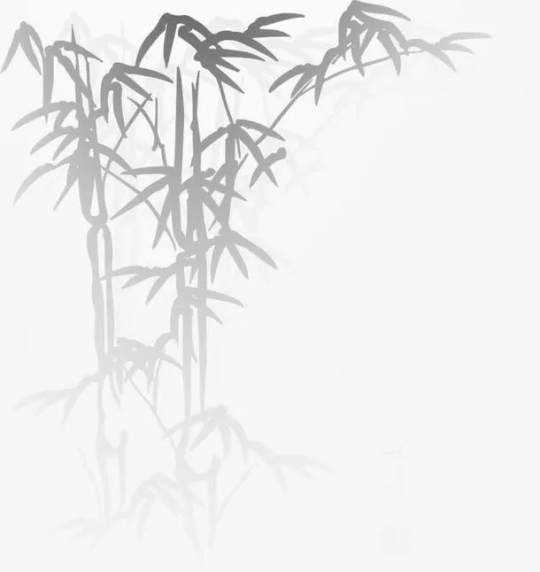 黑色水墨竹子风光免抠