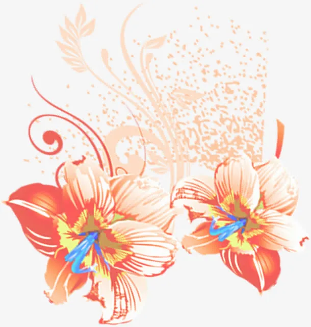 散落飘扬的花瓣花卉彩绘免抠