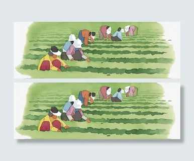 水彩插图收割粮食免抠