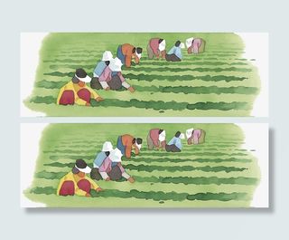 水彩插图收割粮食免抠