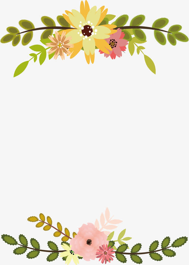 树叶花朵装饰边框免抠