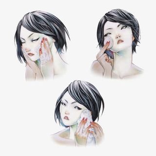 洗脸美女插画免抠