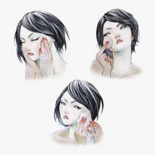 洗脸美女插画免抠