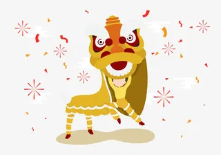 矢量扁平舞狮免抠