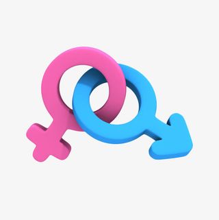 卡通蓝色红色男性女性性别标志免免抠