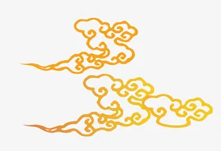 手绘渐变云纹素材免抠