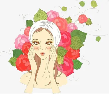 花下摸脸的美女免抠