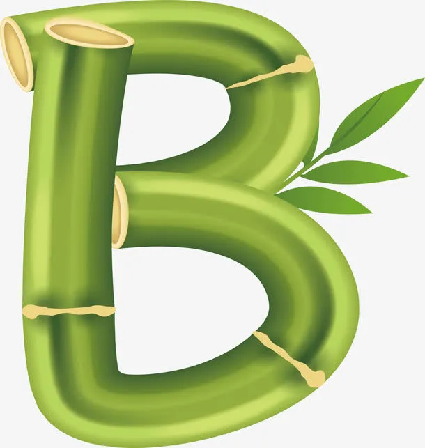 清新绿色竹子艺术字母B矢量素材免抠