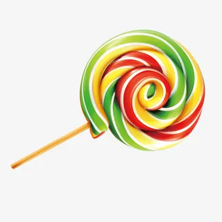 手绘彩色圈圈棒棒糖免抠