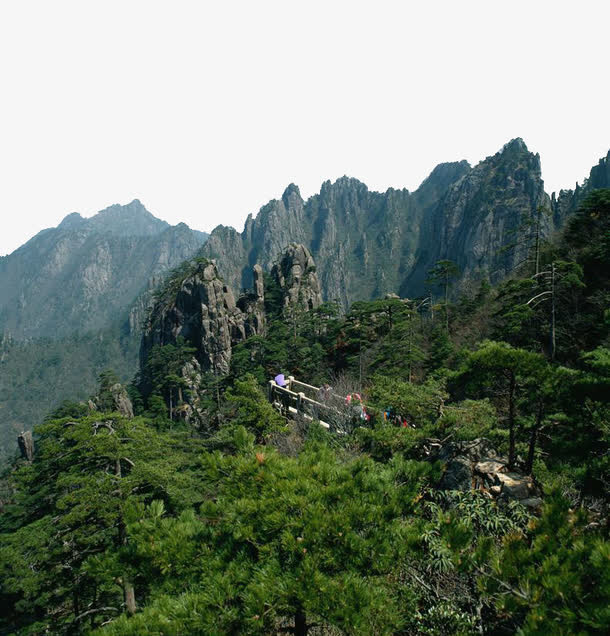 黄山美景高耸的山峰免抠