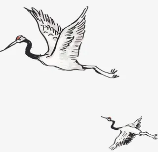水墨画风白鹤祥鹤免抠