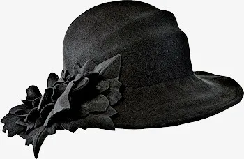 黑色鲜花帽子免抠
